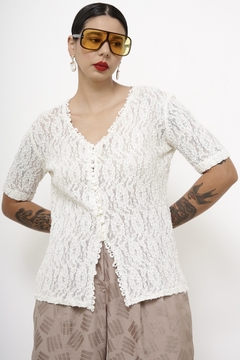 Camisa renda off white vintage - comprar online