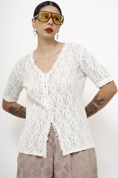 Camisa renda off white vintage