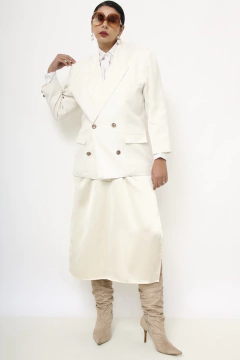 Blazer linho branco forrada vintage - Capichó Brechó