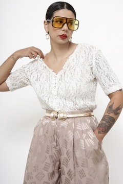 Camisa renda off white vintage na internet