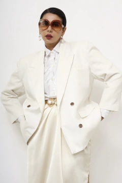 Blazer linho branco forrada vintage - comprar online
