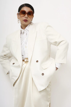 Blazer linho branco forrada vintage - loja online