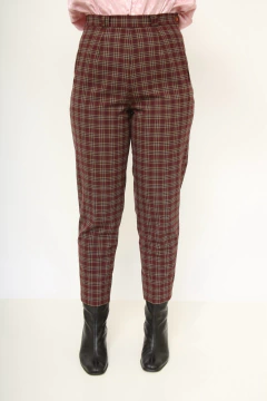 Calça xadrez cintura alta vintage na internet