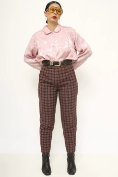 Calça xadrez cintura alta vintage - loja online