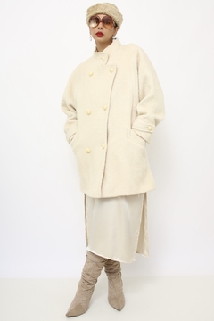 Casaco lã creme textura vintage - comprar online