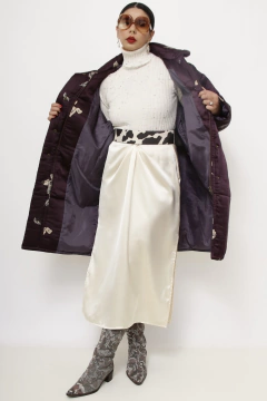 Casaco roxo flores 100% seda - loja online