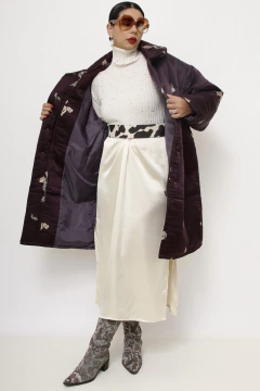 Casaco roxo flores 100% seda - loja online