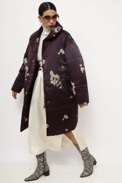 Casaco roxo flores 100% seda - comprar online