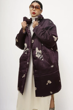 Casaco roxo flores 100% seda - comprar online