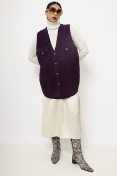 Colete roxo couro com cetim - loja online