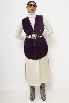 Colete roxo couro com cetim - comprar online