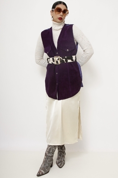Colete roxo couro com cetim - comprar online