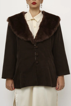 Blazer marrom pelucia gola MAGI ROUFF - loja online