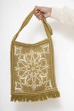 Bolsa tapeçaria verde tranversal - loja online