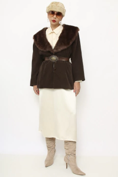 Blazer marrom pelucia gola MAGI ROUFF