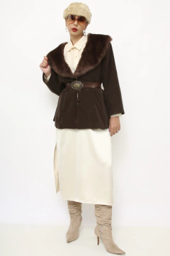 Blazer marrom pelucia gola MAGI ROUFF - comprar online