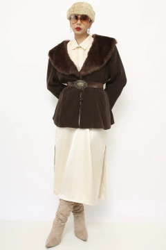 Blazer marrom pelucia gola MAGI ROUFF - loja online