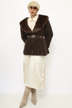 Blazer marrom pelucia gola MAGI ROUFF - comprar online