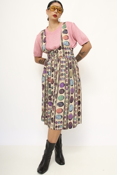 Vestido salopete viscose estampado roxo na internet
