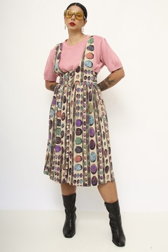 Imagem do Vestido salopete viscose estampado roxo
