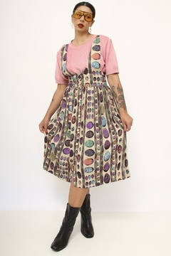 Imagem do Vestido salopete viscose estampado roxo