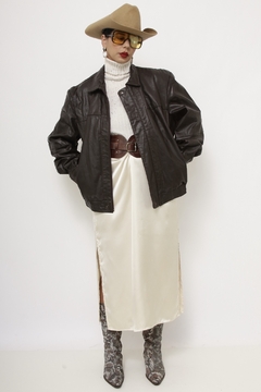 Jaqueta couro marrom bomber - loja online
