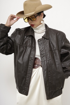 Jaqueta couro marrom bomber - loja online