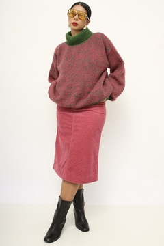Pulover tricot grosso rosa e verde na internet