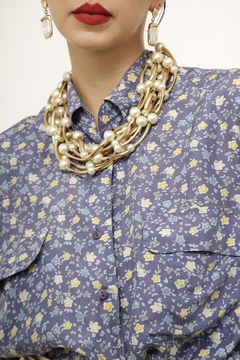 Colar dourado com preola vintage - loja online