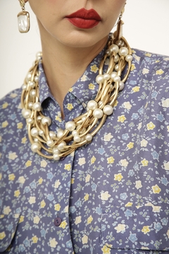 Colar dourado com preola vintage - comprar online