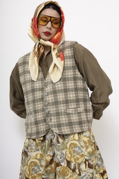 Colete xadrez verde vintage - loja online