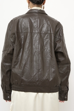 Jaqueta 100% couro marrom bomber - loja online
