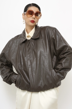 Jaqueta 100% couro marrom bomber