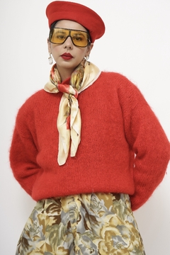 Pulover vermelho Lã vintage na internet