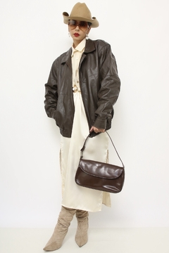 Jaqueta 100% couro marrom bomber