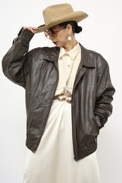 Jaqueta 100% couro marrom bomber