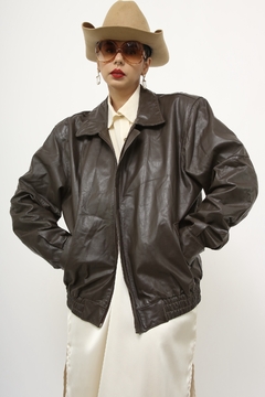 Jaqueta 100% couro marrom bomber - comprar online