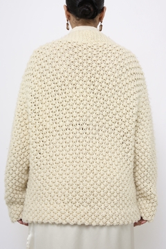 Pulover cardigan vintage creme grosso - loja online