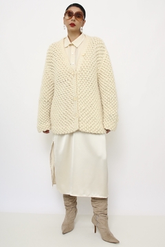 Pulover cardigan vintage creme grosso - comprar online