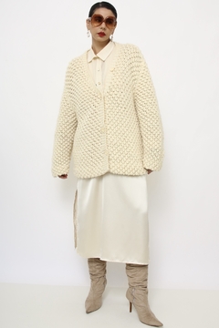Pulover cardigan vintage creme grosso - comprar online