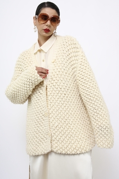 Pulover cardigan vintage creme grosso - comprar online