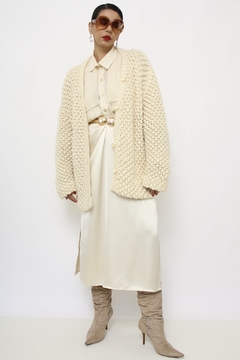 Pulover cardigan vintage creme grosso - loja online