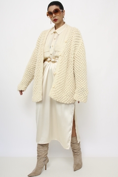 Pulover cardigan vintage creme grosso - loja online