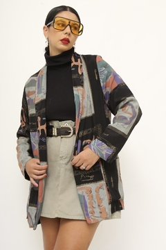 Blazer levinho estampa cinza rosa - Capichó Brechó