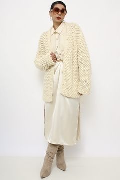 Pulover cardigan vintage creme grosso - Capichó Brechó