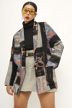 Imagem do Blazer levinho estampa cinza rosa
