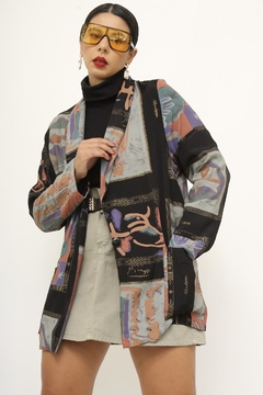 Blazer levinho estampa cinza rosa