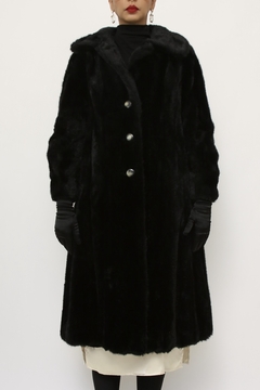 Casaco preto pelo longo vintage sintetico - loja online