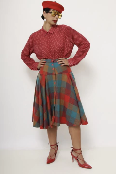 Saia xadrez gode vermelha verde - Capichó Brechó