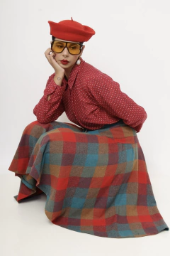 Saia xadrez gode vermelha verde